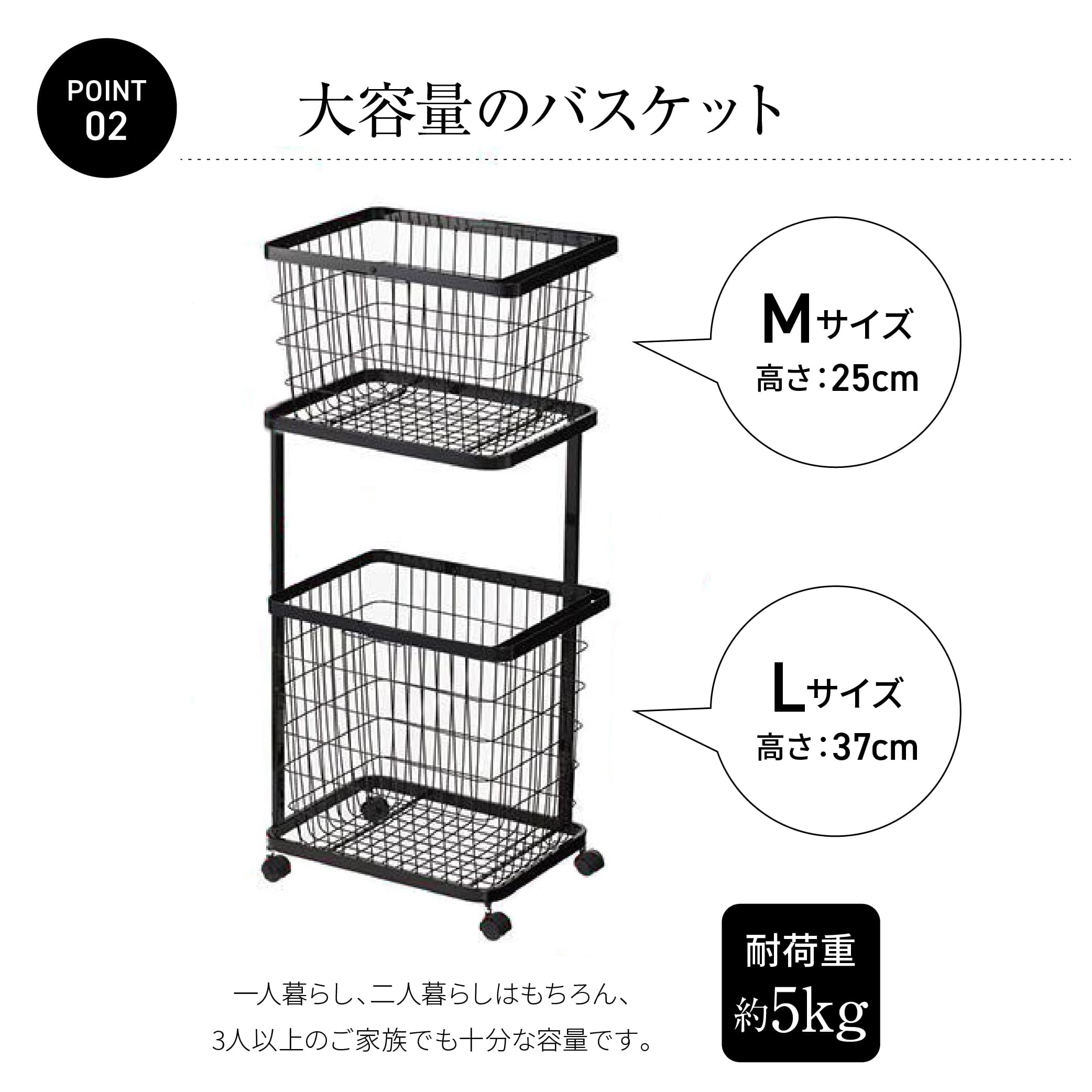 ランドリーバスケット スリム 2段 大容量 キャスター付き 縦型 ワゴン ランドリーラック ワイヤーバスケット 洗濯かご 洗濯物入れ 収納かご 角型 おしゃれ スリム 大容量 洗面所 脱衣所 一人暮らし 新生活