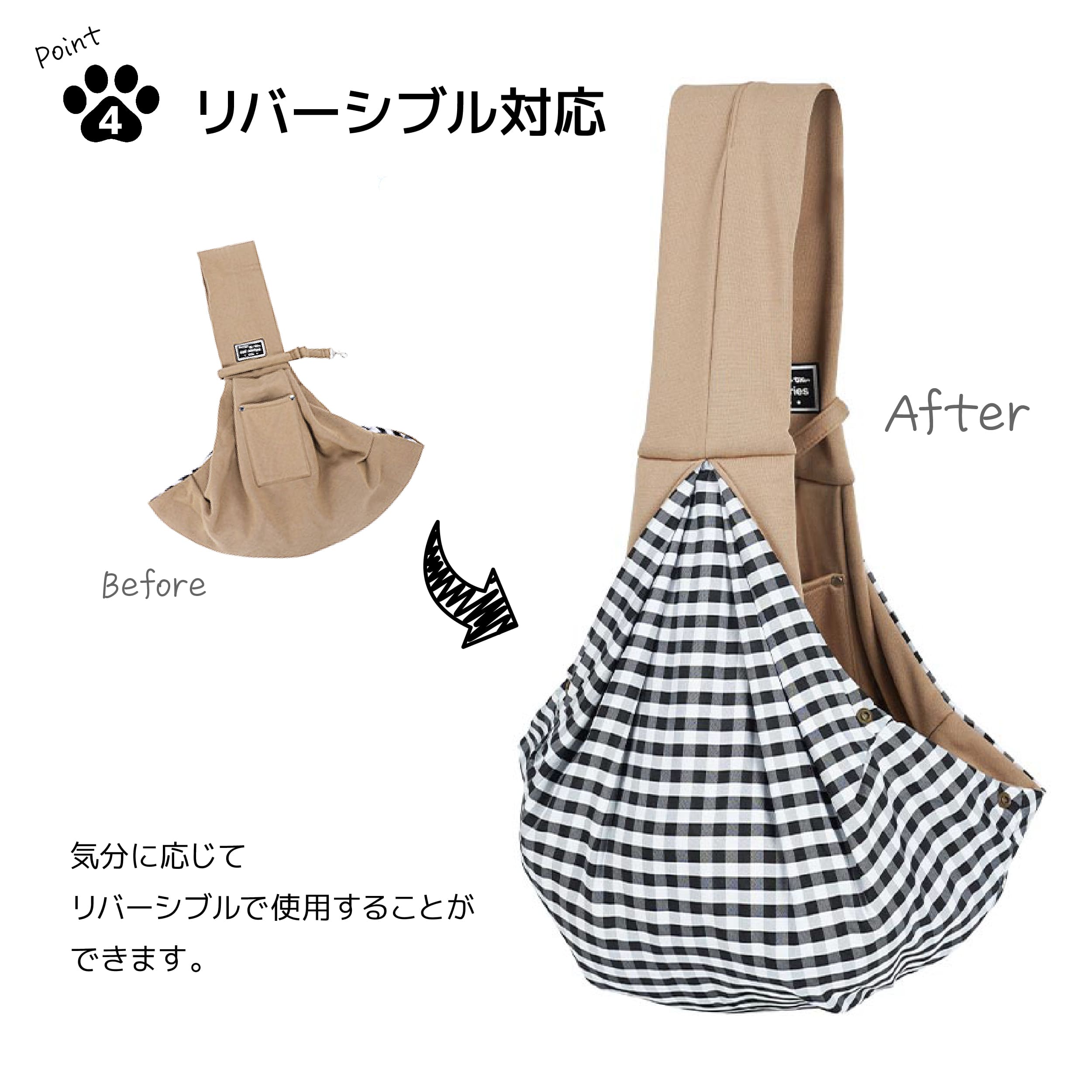 ペット スリング 犬 猫 スリングバッグ 抱っこ紐 抱っこひも お出かけ用 バッグ ペット用スリング 飛び出し防止 キャリーバッグ 通院 旅行 リバーシブル 軽量 おしゃれ かわいい ドッグスリング お出かけ 小型犬