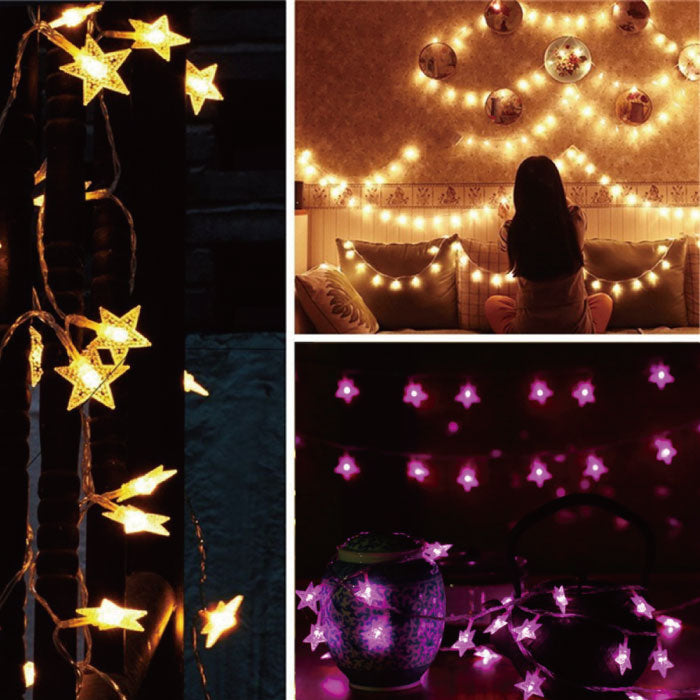 電池式 星 LED イルミネーションライト クリスマス 飾り 付け ジュエリーライト インテリア ライト パーティー 電飾 オーナメント ガーランド ツリー 室内 電球色 ツリー イルミネーション Xmas プレゼント