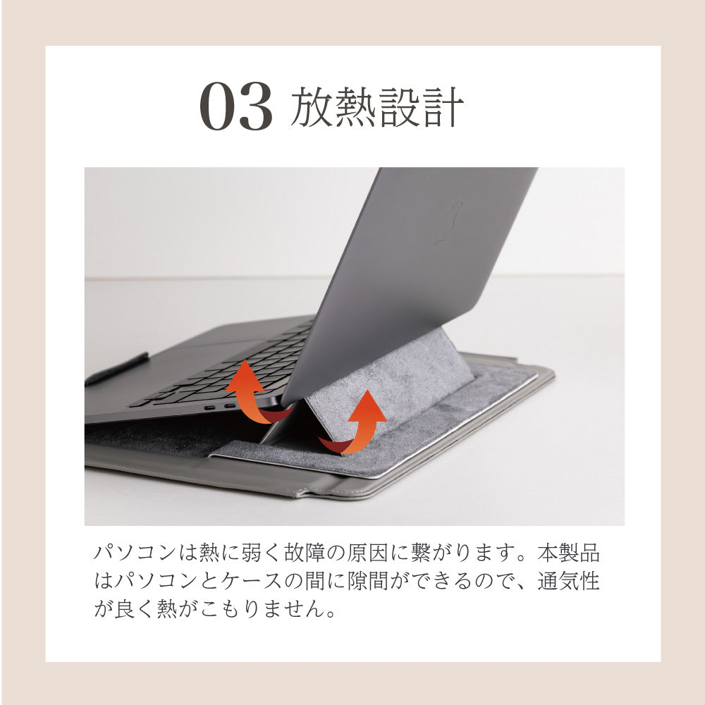 Smaly  2WAY パソコンケース MacBook 13インチ 14インチ 放熱設計 ノートパソコン カバー PCスタンド 薄型 スタンド機能 軽量 おしゃれ パソコンバッグ PCケース PC保護バッグ Surface マックブック 持ち運び スマリー