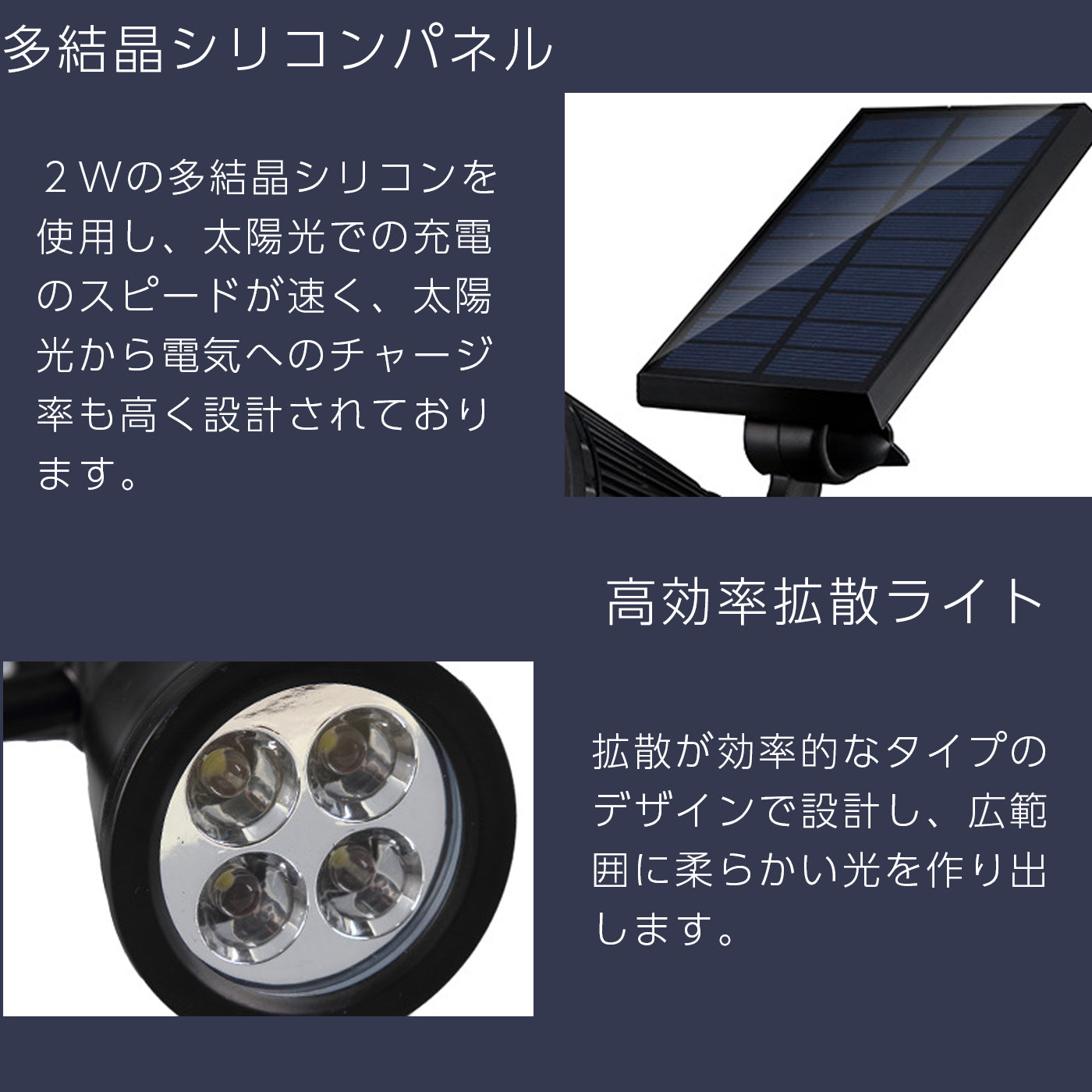 ソーラーライト 2本セット ガーデンライト LED 屋外 室外 庭 ライト センサー 明るい 防水 照明 防犯 太陽光 自動 玄関 アウトドア 埋め込み 電球色 白色 ソーラーガーデンライト スポットライト ライトアップ