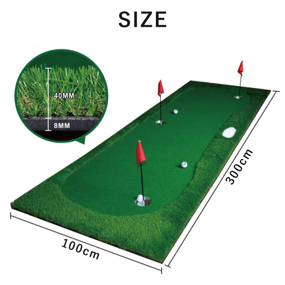 【Smaly公式】超BIG パターマット 3m パター練習 アプローチ練習 ロング 特大 大型 2WAY ゴルフマット パッティング パット 練習器具 ライン カップ ゴルフ 練習 室内 グリーン 300×100cm 人工芝 屋外 大きい