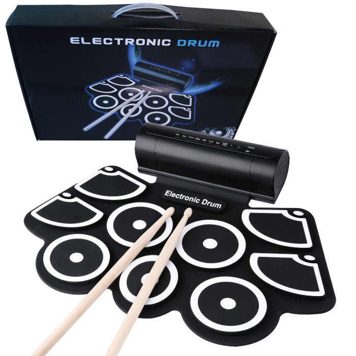 電子ドラム 9パッド ロールアップ ドラム パット USB 電子ドラムセット シリコンドラム ドラムスティック フットペダル 練習 おもちゃ シリコン 薄型 ドラム 初心者 練習パッド プレゼント