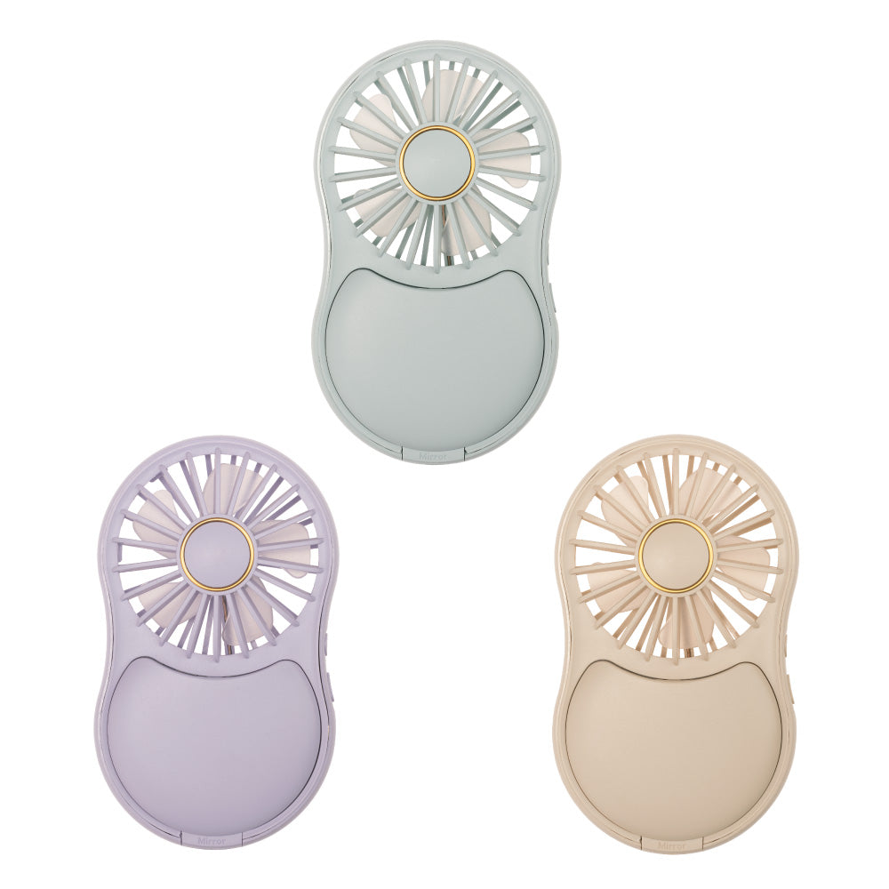 【2025年モデル】  LEDライトミラー付きハンディファン