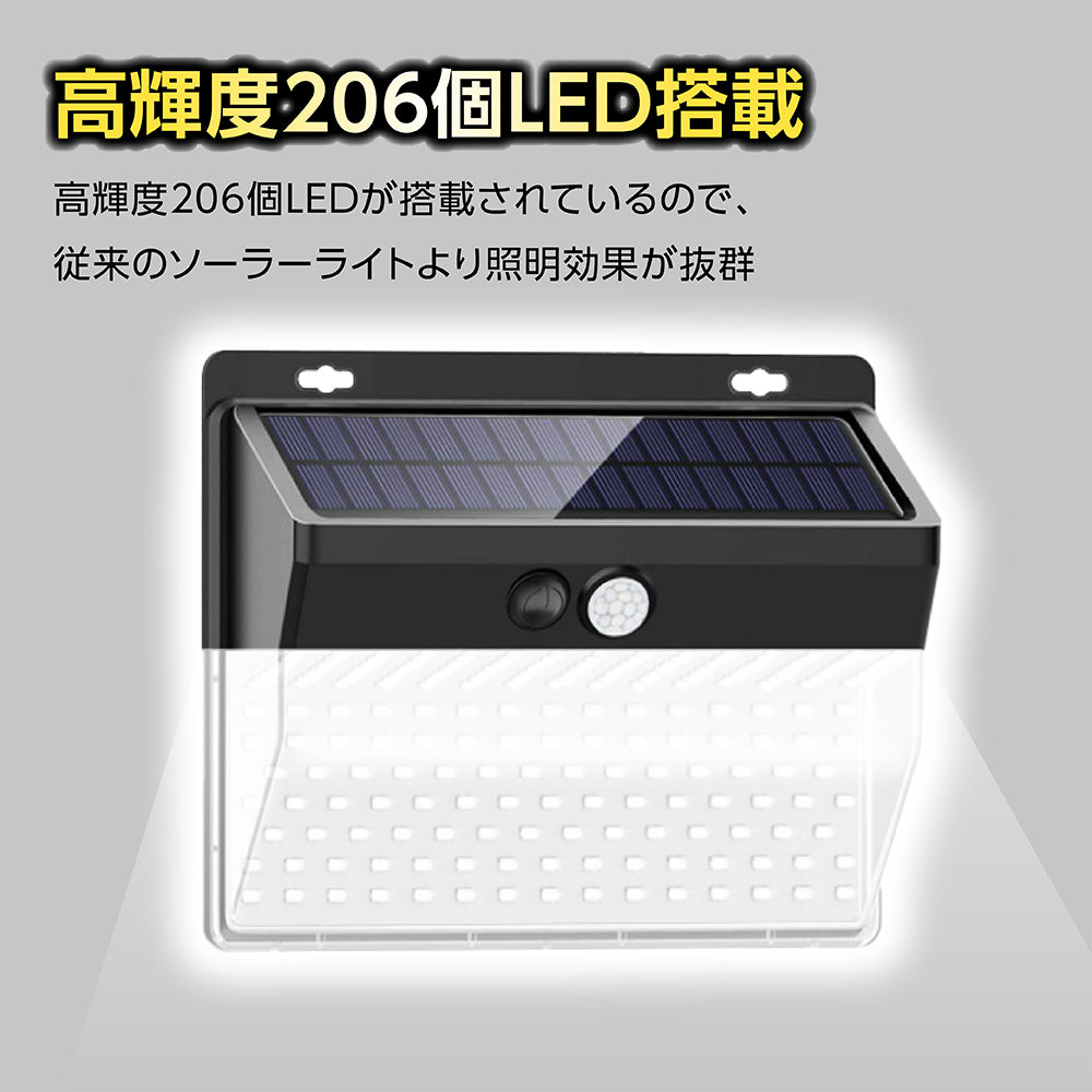 人感センサーライト LEDセンサーライト 自動点灯 ソーラーライト 防犯ライト IP65防水 高輝度 屋外 野外 照明 エクステリア セキュリティ 防犯グッズ 庭 ソーラー充電式 玄関 駐車場 ガーデン 停電 災害