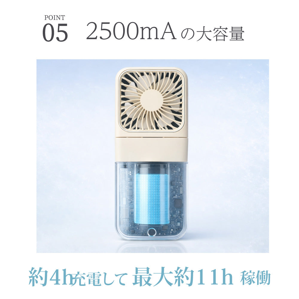 5way 冷却プレート付き アイス ハンディファン 2026 モバイルバッテリー機能 ミラー付き スマート 手持ち 首かけ 卓上扇風機 ハンディーファン 小型 コンパクト スマホスタンド スマホ充電 カワイイ おしゃれ 冷却 冷たい