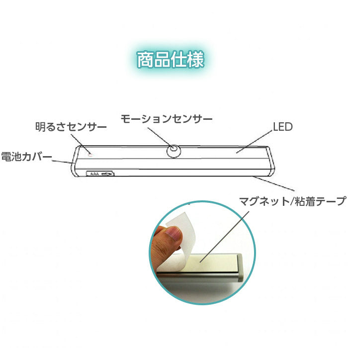 人感センサー ライト 電池 LEDライト センサーライト 照明 人感 フットライト 小型 モーションセンサー 屋内 屋外 感知式 玄関 クローゼット 廊下 電池式 防犯 災害 マグネットト 電球色 昼白色 トイレ 階段 寝室