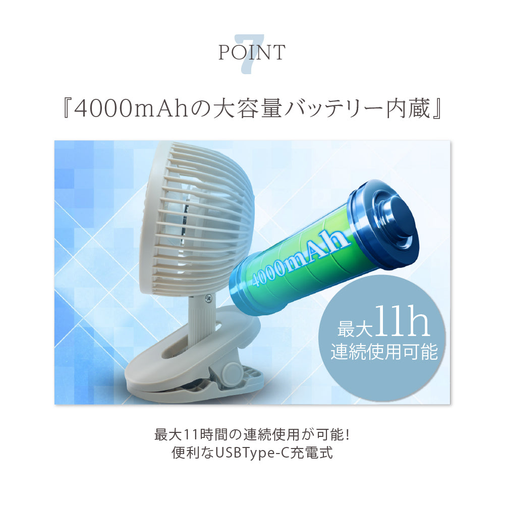 2026年新型 スイングクリップファン ミニ扇風機 DCモーター 360度 自動首振り LEDライト ベビーカー 4000mAh 11時間 Type-C充電 ハンディファン 卓上扇風機 静音 携帯扇風機 USB充電 小型 軽量 強力 アウトドア 子供