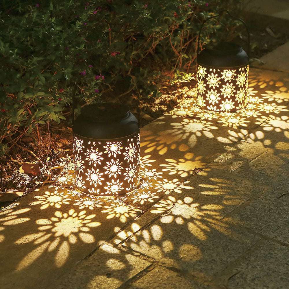 2個セット 花柄 夜空に浮かぶ ソーラーライト ランタン 2個セット】花柄 ガーデンライト ソーラーランタン ソーラーライト LED