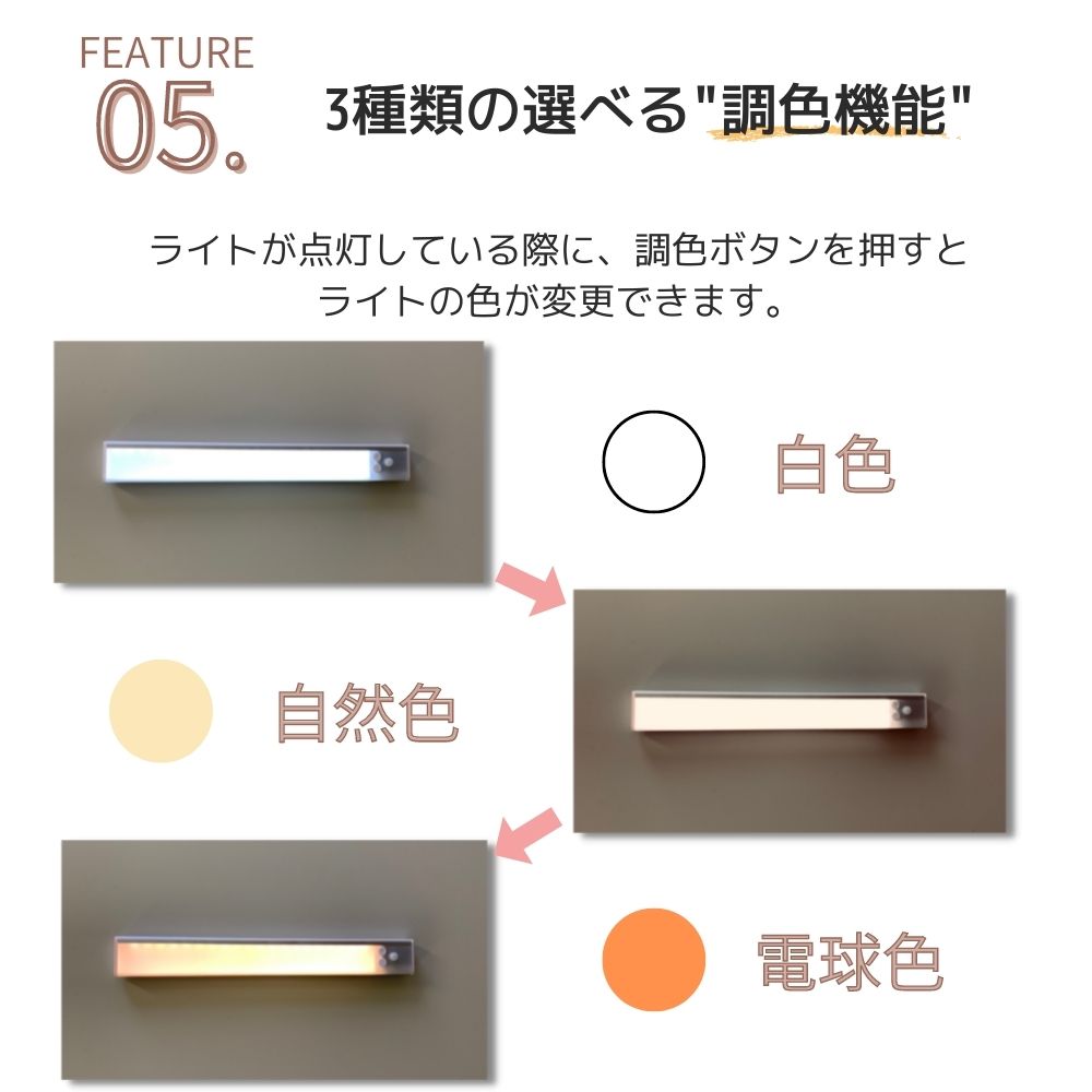 充電式 LED 人感センサーライト 調光 調色 3色 屋内 LEDライト 感知式 照明 人感 センサーライト usb充電 ledセンサーライト ライト 懐中電灯 マグネット キッチン 屋外 室内 小型 玄関 クローゼット 廊下